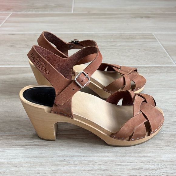 Swedish Hasbeens Kringlan Clog Sandals Tan Brown Size 38, US 8 - Picture 1 of 11